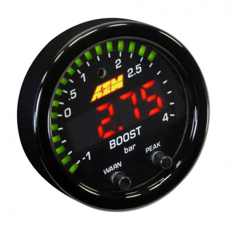 AEM Electronics, AEM 30-0308 X-Series Boost Pressure Gauge -30-60psi / -1-4bar Black Bezel & Black Faceplate