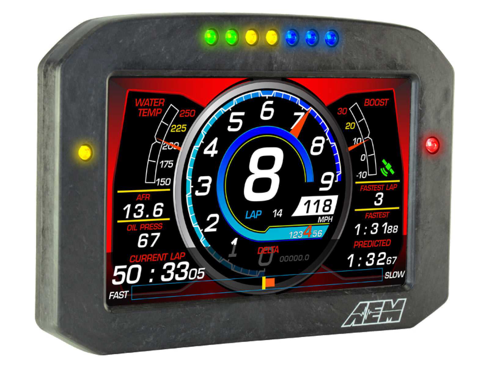 AEM Electronics, AEM 30-5700F CD-7 Carbon Flat Panel Digital Racing Dash Display - Non-Logging / Non-GPS