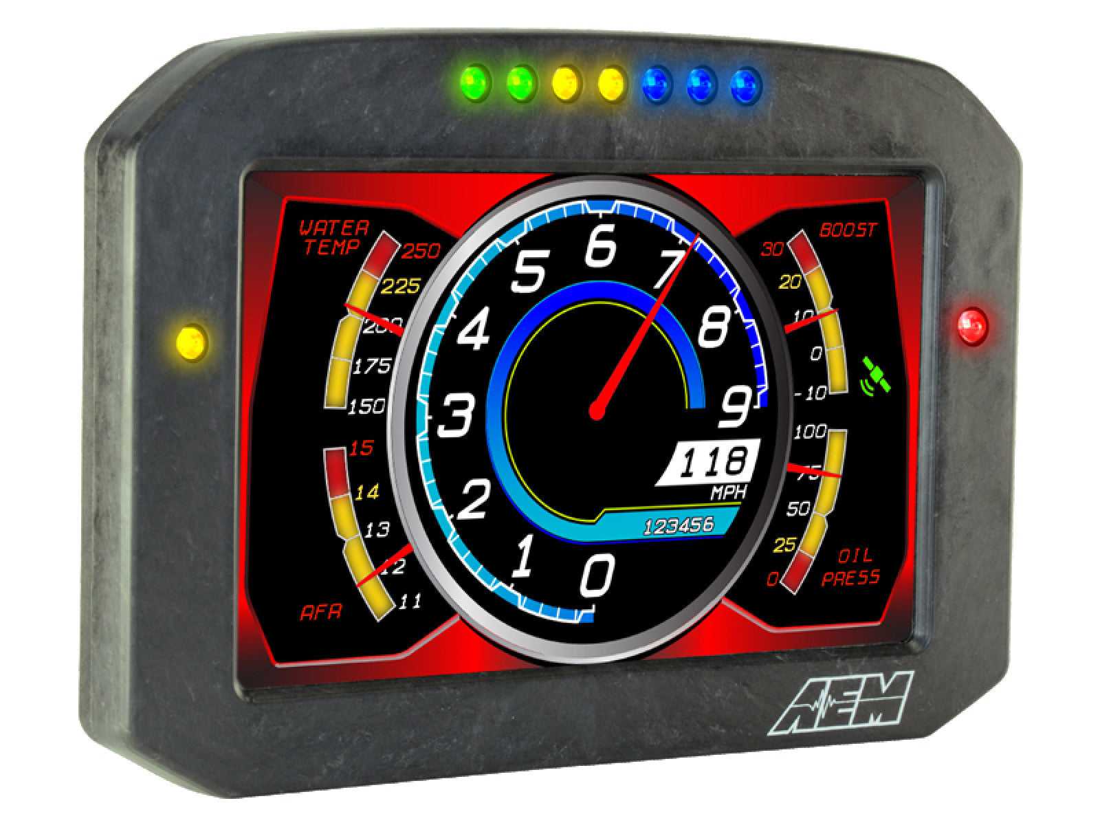 AEM Electronics, AEM 30-5700F CD-7 Carbon Flat Panel Digital Racing Dash Display - Non-Logging / Non-GPS