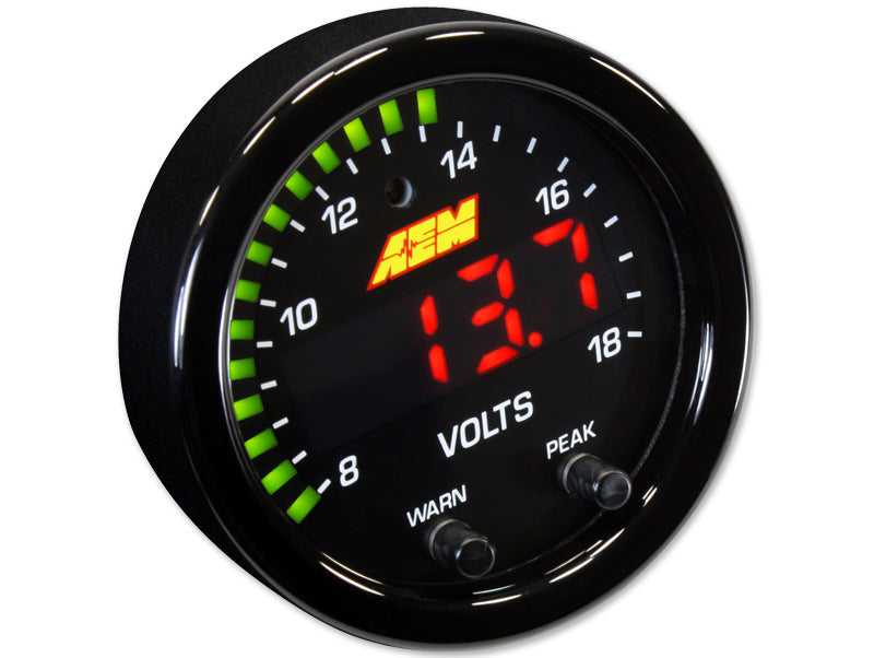 AEM Electronics, AEM X-Series Volt Gauge 8-18V Black Bezel & Black Faceplate 30-0303