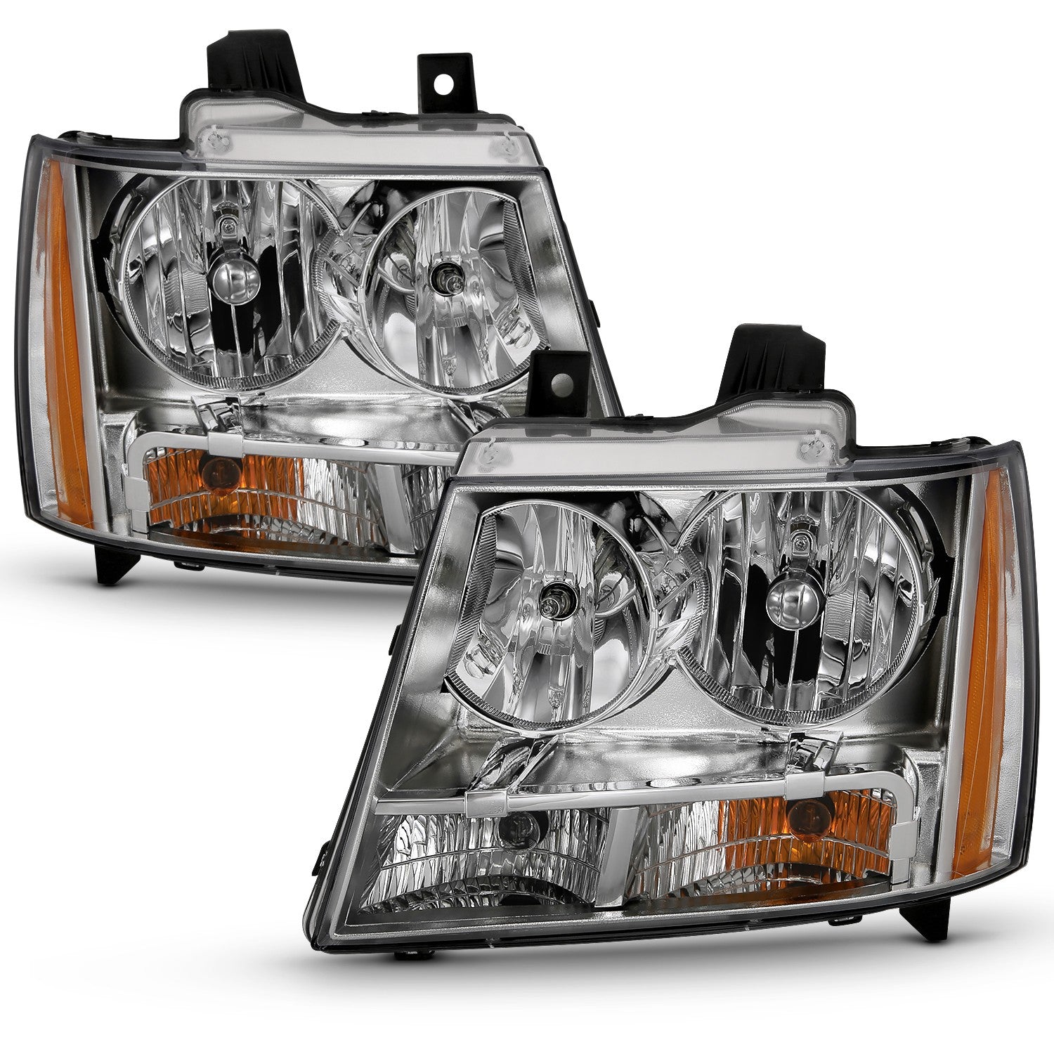 ANZO USA, Anzo Crystal Headlights Chevy Suburban (2007-2014) [Chrome w/ Amber Housing- OE] 111475