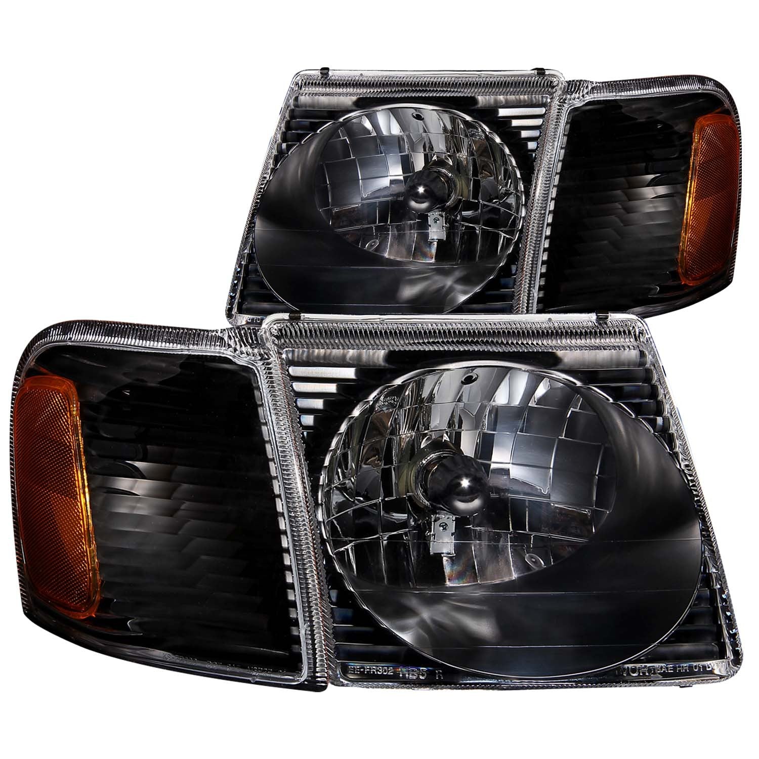 ANZO USA, Anzo Crystal Headlights Ford Explorer Sport Trac (01-05) Sport (01-03) [Boîtier noir avec lumière d'angle - 2PC] 111041