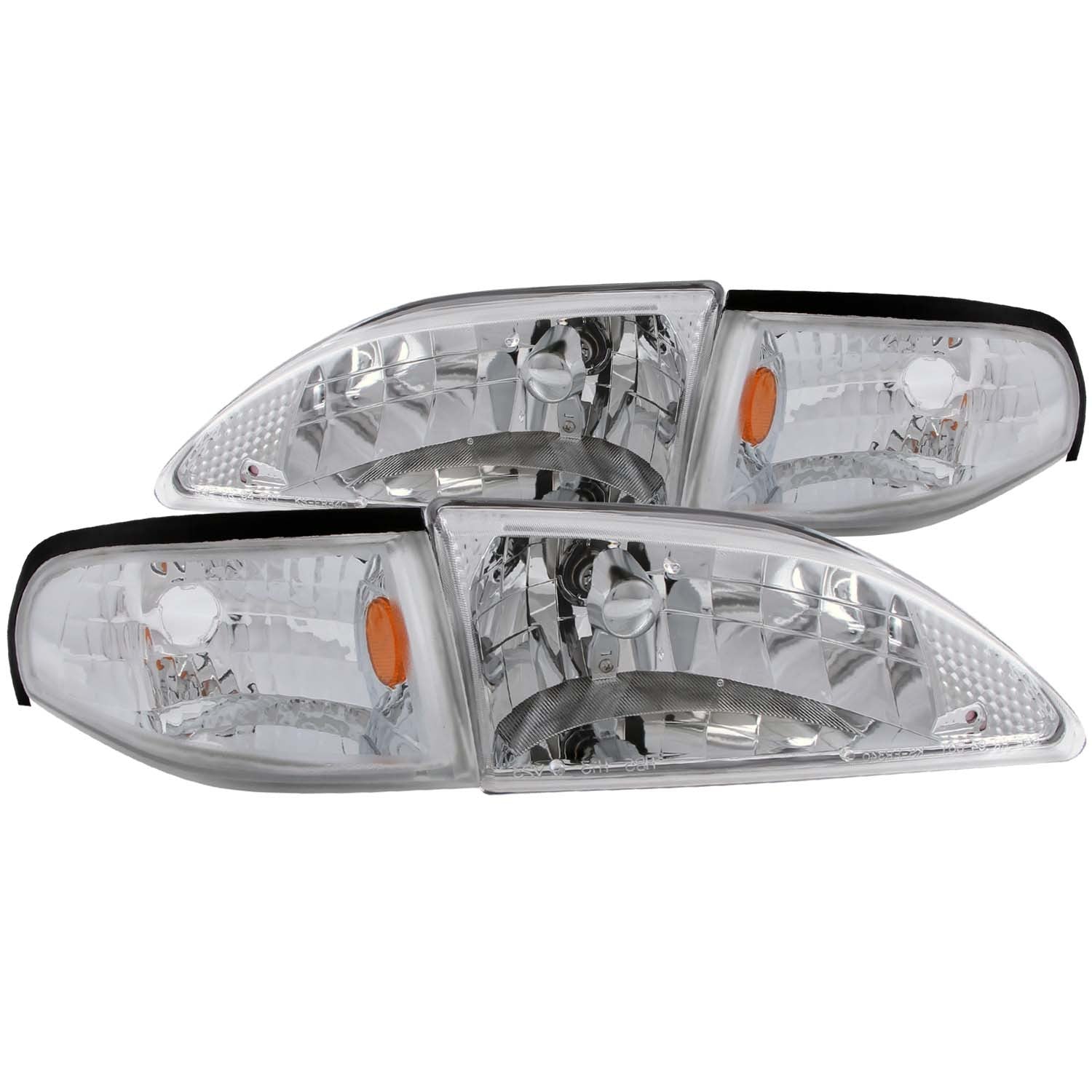 ANZO USA, Anzo Crystal Headlights Ford Mustang (94-98) [Boîtier chromé avec éclairage d'angle - 2 PC] 121262