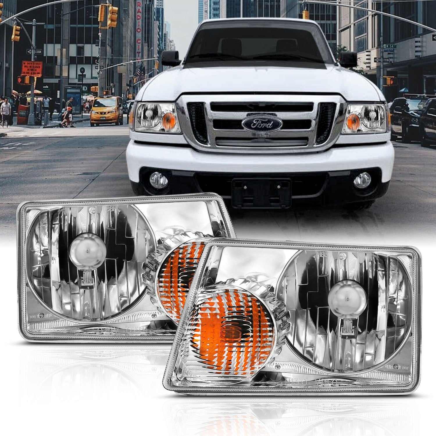 ANZO USA, Anzo Crystal Headlights Ford Ranger (01-11) [Chrome Housing] avec ou sans Corner Light