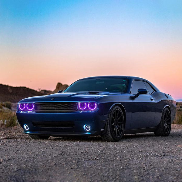 Auto Addict, Auto Addict Headlights Dodge Challenger (08-14) LED RGB Color Change Projector Lights