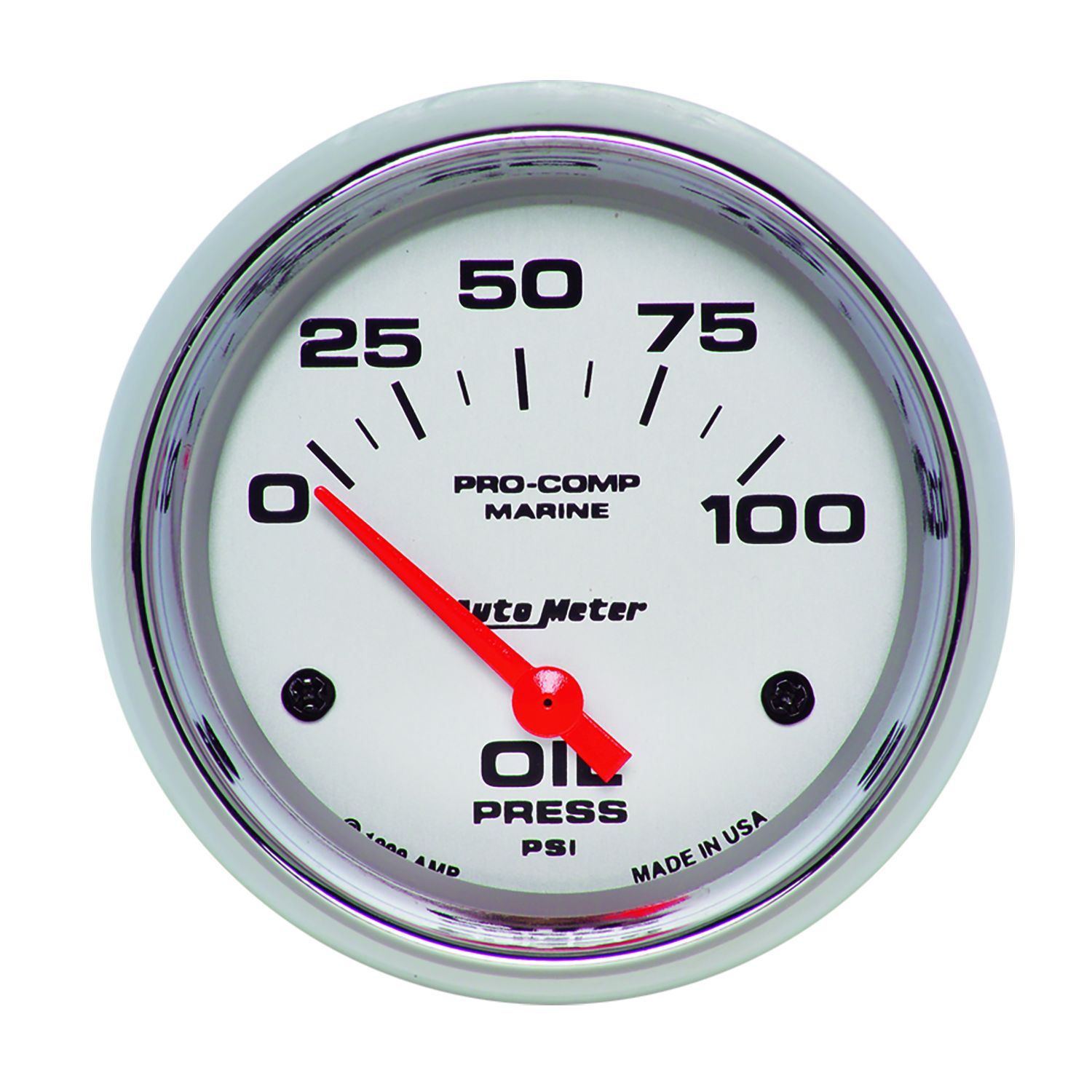 Autometer, AutoMeter Air-Core Oil Pressure Gauge (2-5/8", 0-100 PSI) Marine Silver Ultra-lite / Chrome Ultra-lite / Carbon Fiber