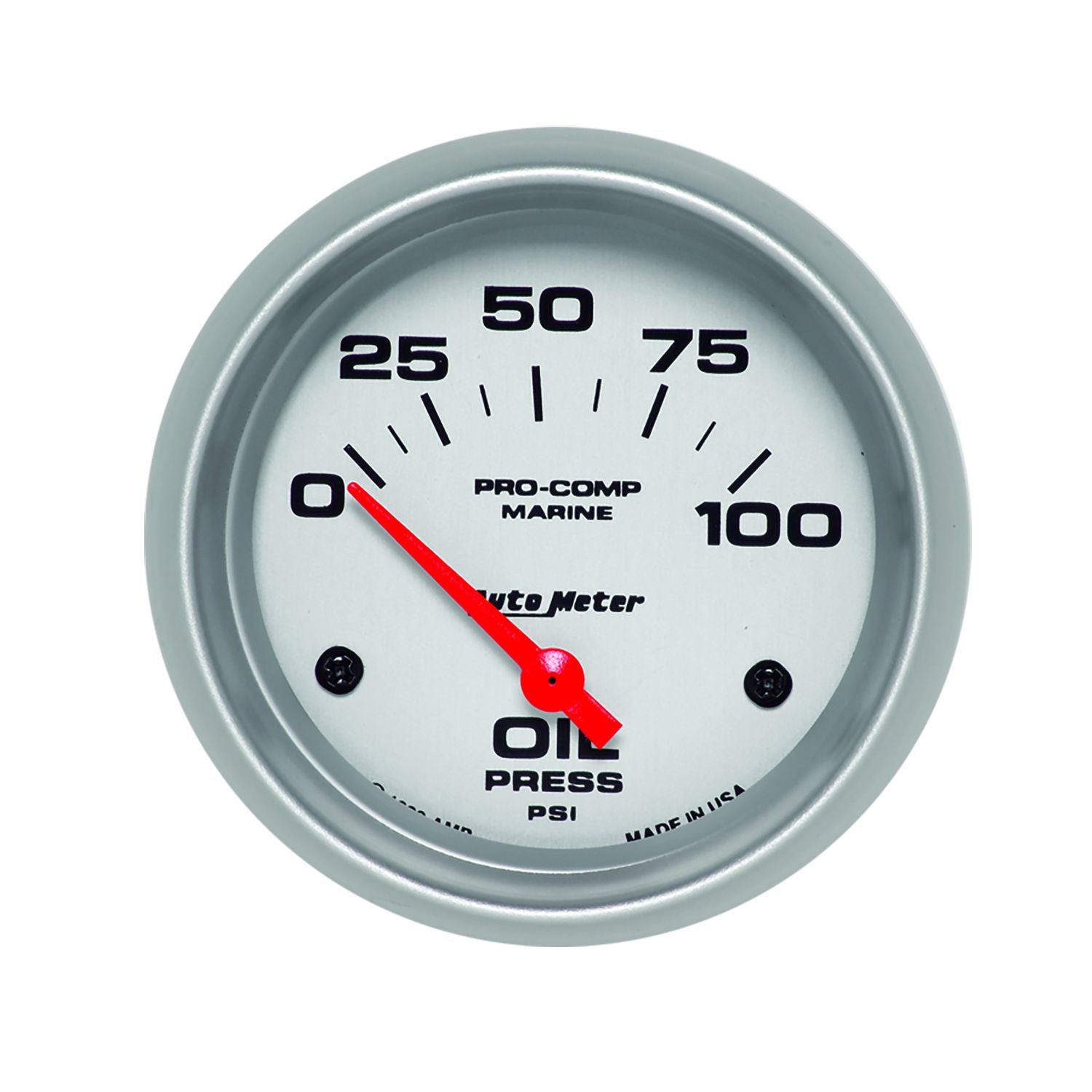 Autometer, AutoMeter Air-Core Oil Pressure Gauge (2-5/8", 0-100 PSI) Marine Silver Ultra-lite / Chrome Ultra-lite / Carbon Fiber