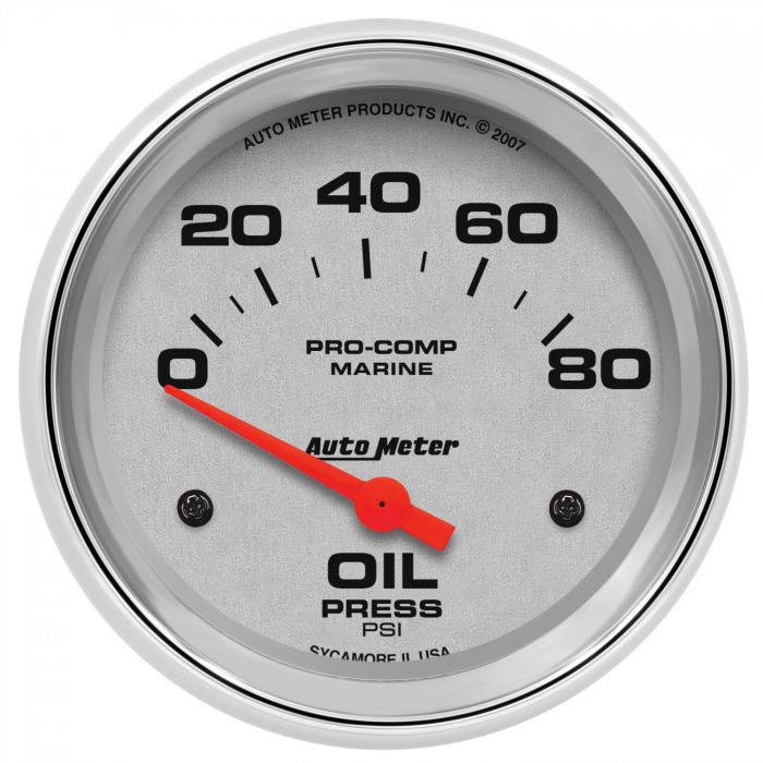 Autometer, AutoMeter Air-Core Oil Pressure Gauge (2-5/8", 0-80 PSI) Marine Silver Ultra-lite / Chrome Ultra-lite / Carbon Fiber