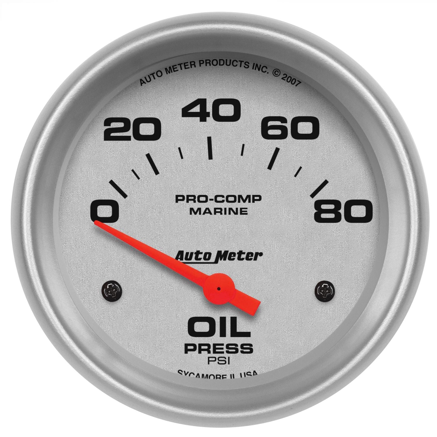 Autometer, AutoMeter Air-Core Oil Pressure Gauge (2-5/8", 0-80 PSI) Marine Silver Ultra-lite / Chrome Ultra-lite / Carbon Fiber