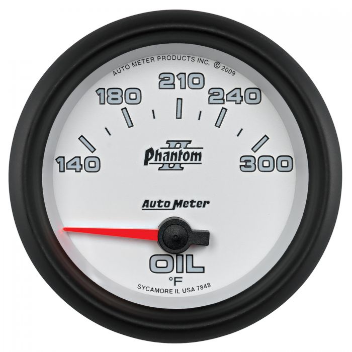 Automètre, Autometer Phantom II Series Air-Core Oil Temperature Gauge (2-5/8") Noir ou Blanc - 7848